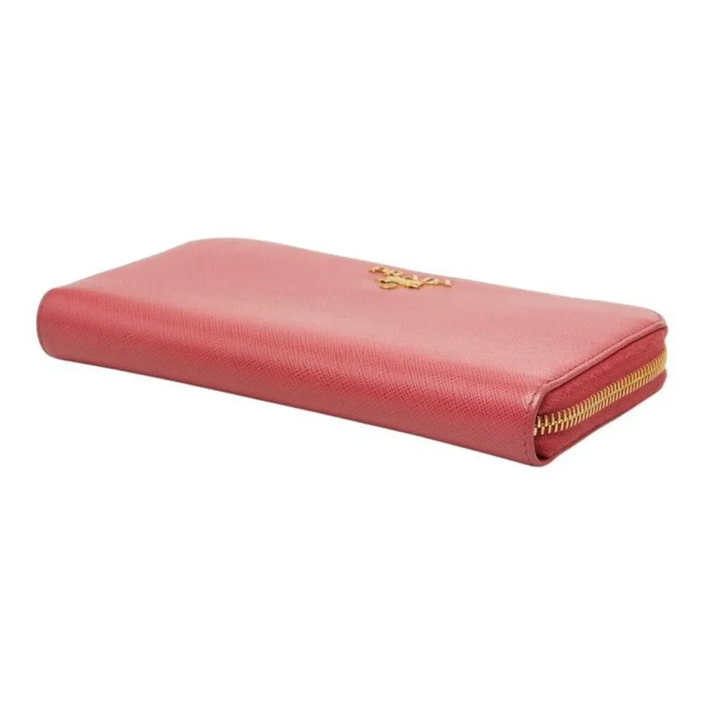 Prada Saffiano Round Zip Long Wallet